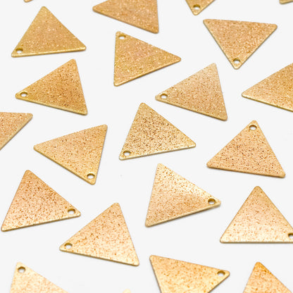 10pcs Gold plated Brass Triangle Charms 15mm, Matte Flat Triangle Disc Pendants (GB-265-B)