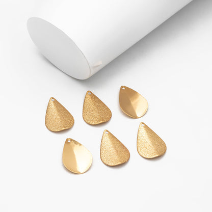 10pcs Gold plated Brass Teardrop Leaf Charm Pendants 20mm (GB-265-I)