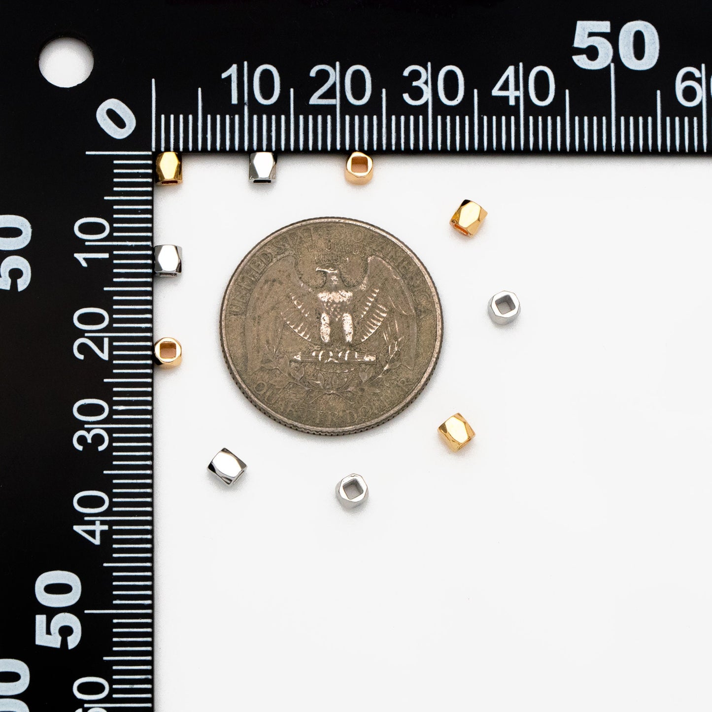 20pcs Gold/ Silver Faceted Spacer Beads 3mm, Real Gold/ Rhodium plated Brass Spacers (GB-247)