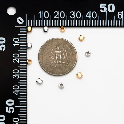 20pcs Gold/ Silver Faceted Spacer Beads 3mm, Real Gold/ Rhodium plated Brass Spacers (GB-247)