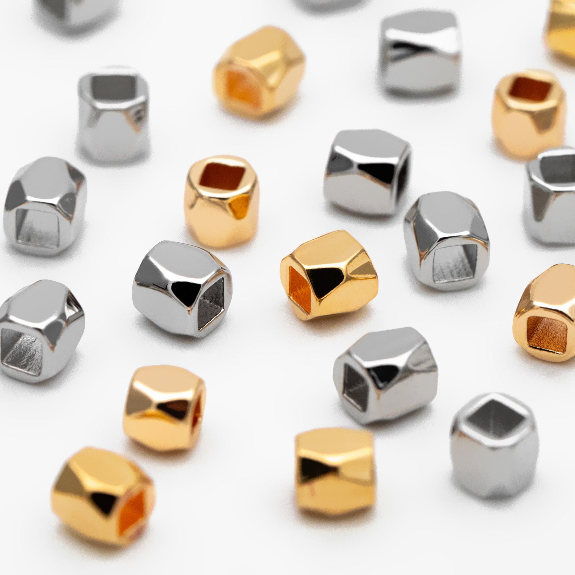 20pcs Gold/ Silver Faceted Spacer Beads 3mm, Real Gold/ Rhodium plated Brass Spacers (GB-247)