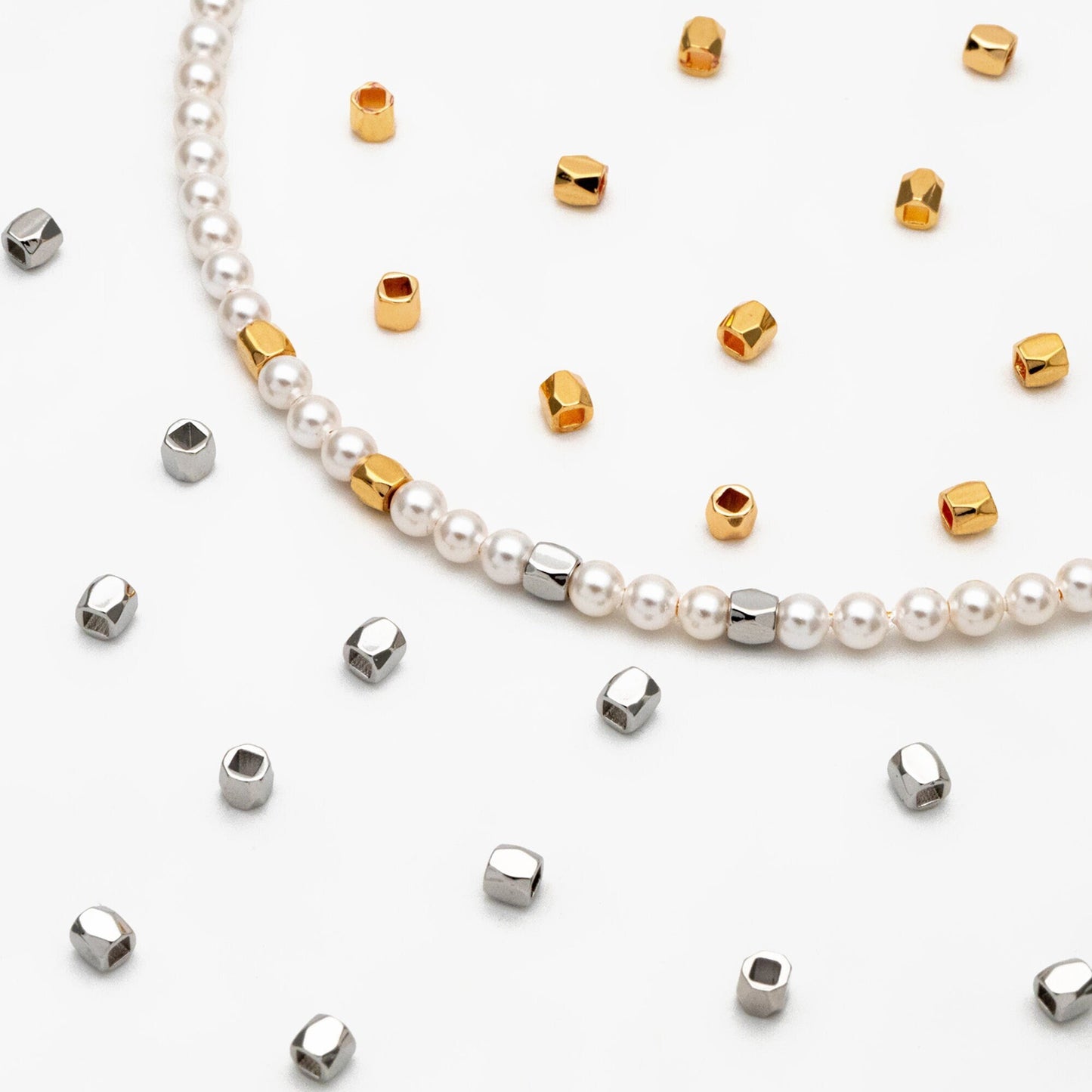 20pcs Gold/ Silver Faceted Spacer Beads 3mm, Real Gold/ Rhodium plated Brass Spacers (GB-247)