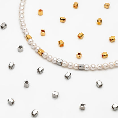 20pcs Gold/ Silver Faceted Spacer Beads 3mm, Real Gold/ Rhodium plated Brass Spacers (GB-247)