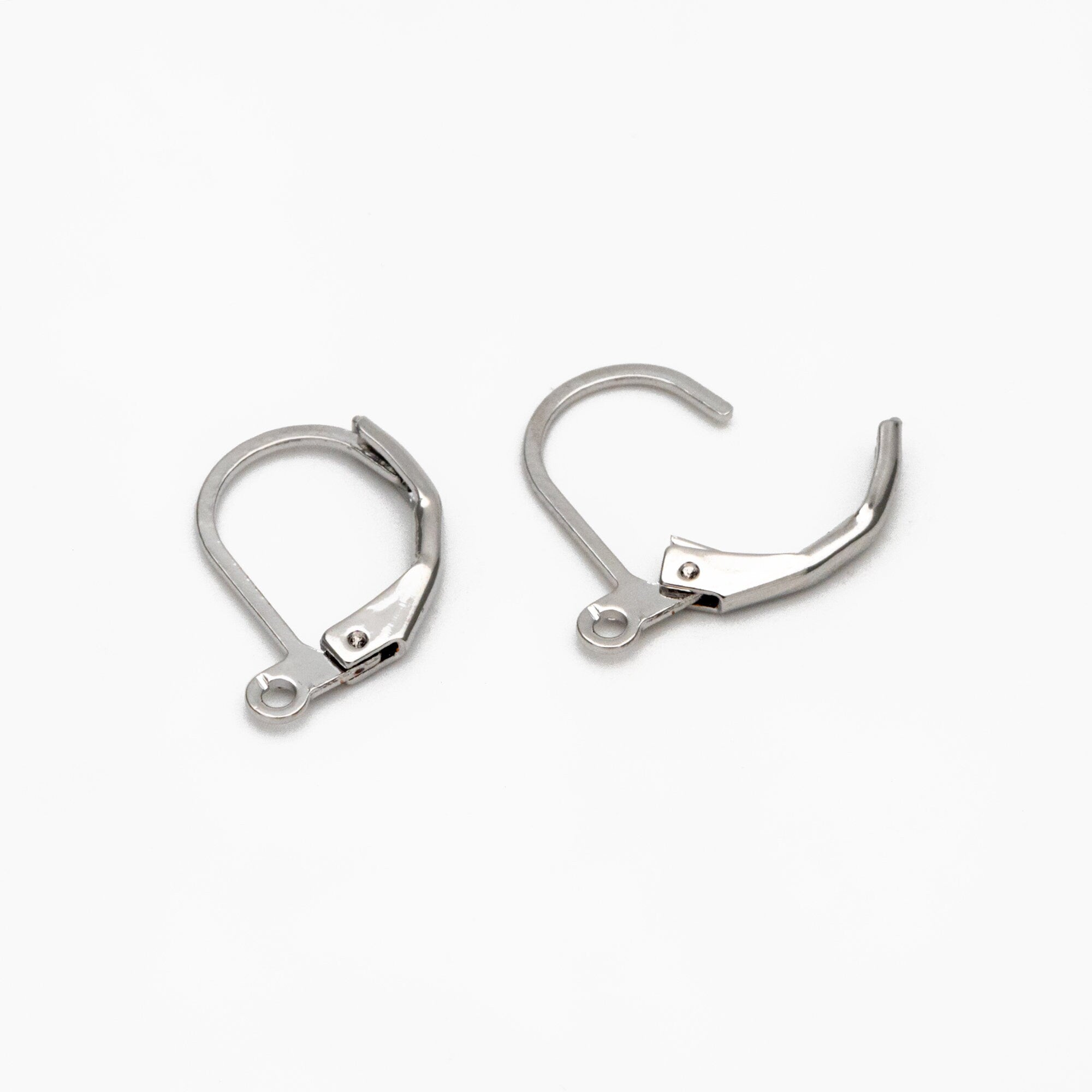 20pcs Gold/ Silver Leverback Ear Hooks, Real Gold/ Rhodium plated Brass, Earring Wire Hooks (GB-475-C)