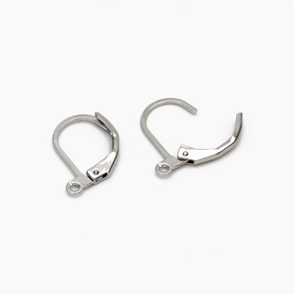 20pcs Gold/ Silver Leverback Ear Hooks, Real Gold/ Rhodium plated Brass, Earring Wire Hooks (GB-475-C)