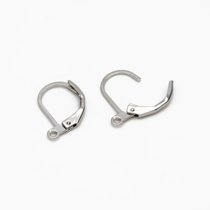 20pcs Gold/ Silver Leverback Ear Hooks, Real Gold/ Rhodium plated Brass, Earring Wire Hooks (GB-475-C)