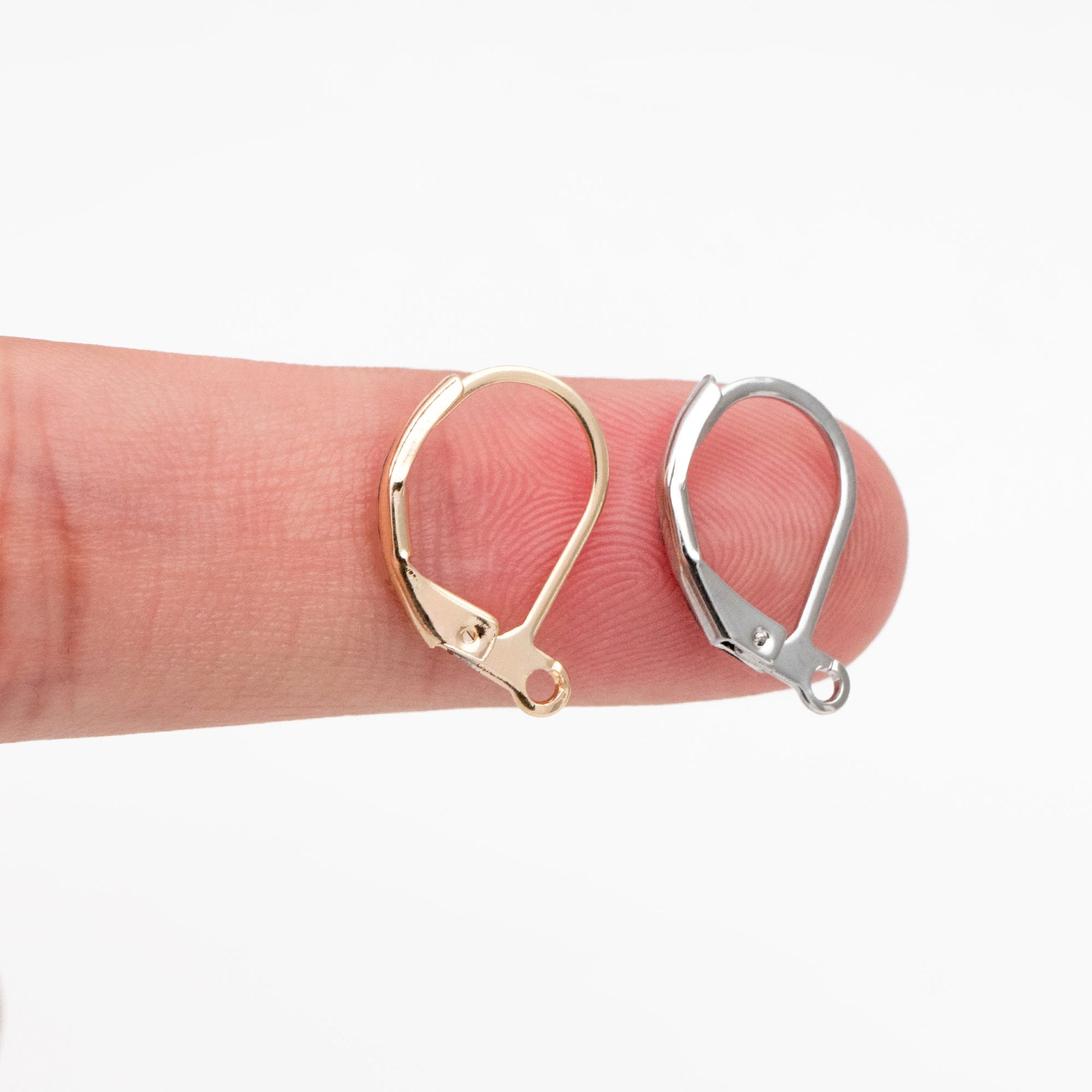 20pcs Gold/ Silver Leverback Ear Hooks, Real Gold/ Rhodium plated Brass, Earring Wire Hooks (GB-475-C)