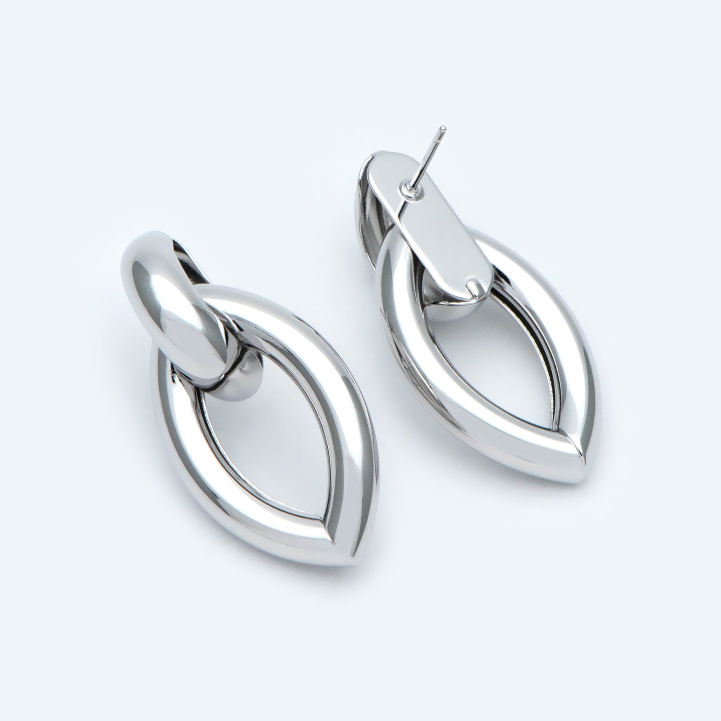 4pcs Gold/ Silver Tone Thick Tube Hoops, Marquise Earrings, Hollow Hoop Earrings, Chunky Hoops, Light Hoops (GB-2212)