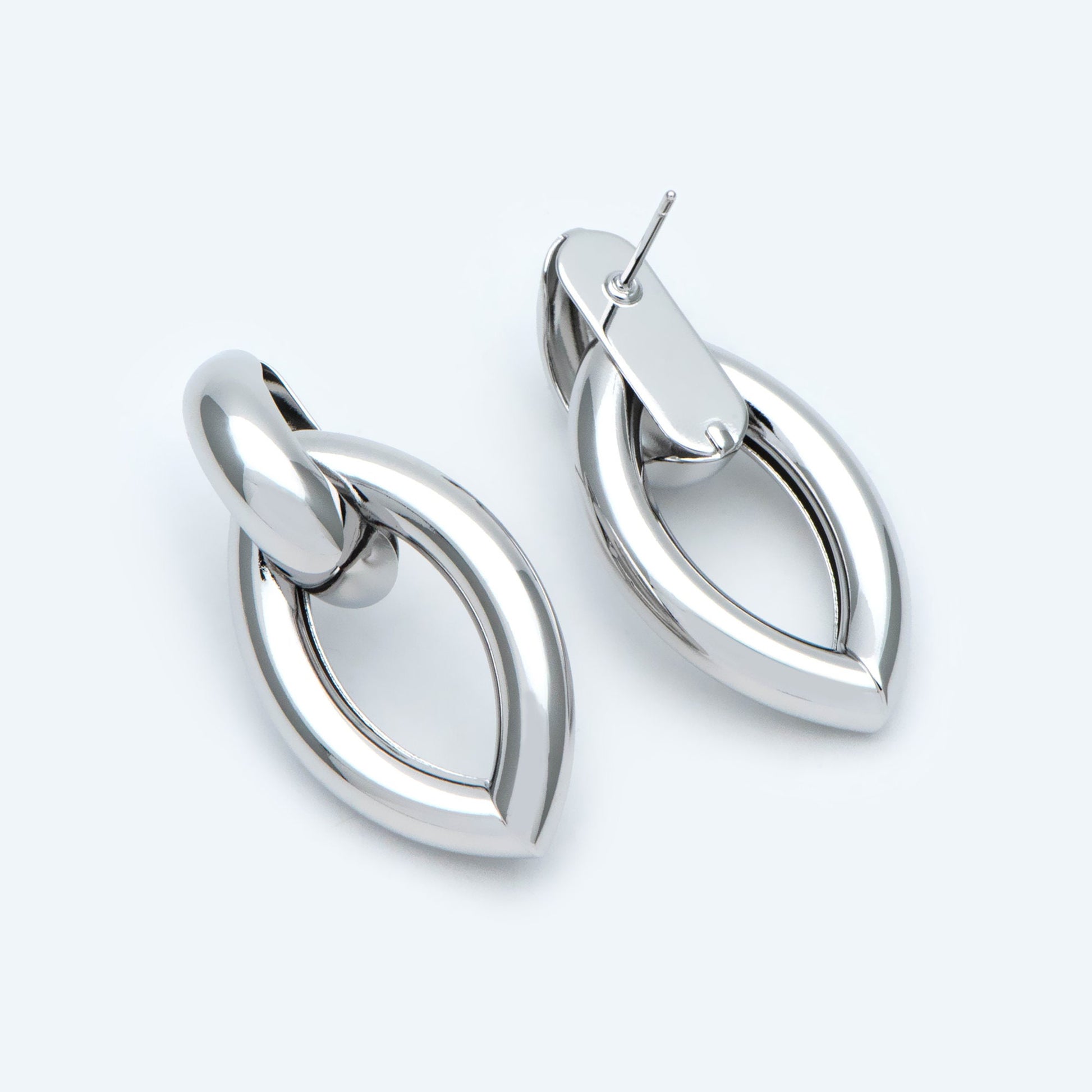 4pcs Gold/ Silver Tone Thick Tube Hoops, Marquise Earrings, Hollow Hoop Earrings, Chunky Hoops, Light Hoops (GB-2212)