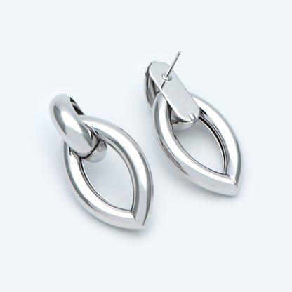 4pcs Gold/ Silver Tone Thick Tube Hoops, Marquise Earrings, Hollow Hoop Earrings, Chunky Hoops, Light Hoops (GB-2212)