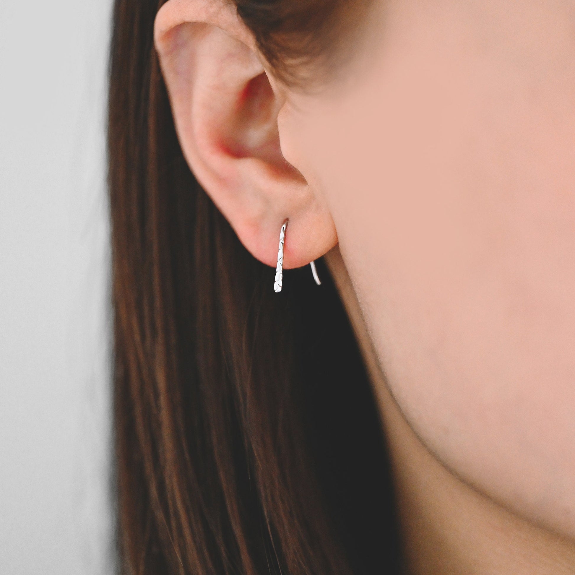 10pcs Gold/ Silver Hammered Ear Hooks, Gold/ Rhodium plated Brass, Minimalist Bar Earrings (GB-4429)