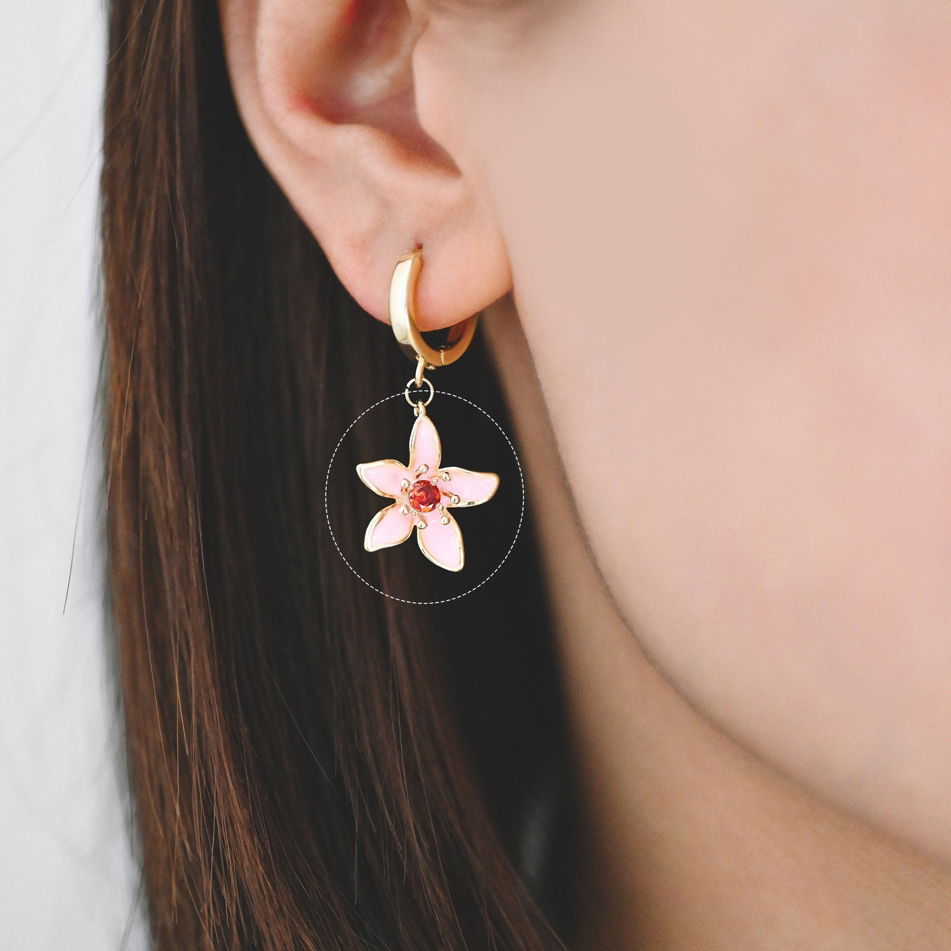 4pcs Gold Enamel Flower Charms, 18K Real Gold plated Brass, Floral Earring Pendants (GB-3950-C)