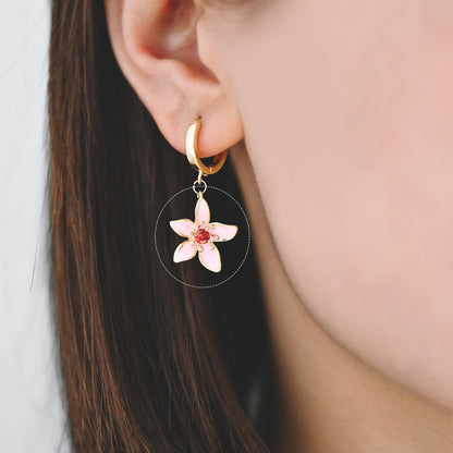 4pcs Gold Enamel Flower Charms, 18K Real Gold plated Brass, Floral Earring Pendants (GB-3950-C)