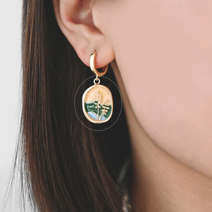 4pcs Gold/ Silver Tone Enamel Painting Charms, 18K Gold/ Rhodium plated Brass, Dainty Flower Pendants (GB-3950-E)