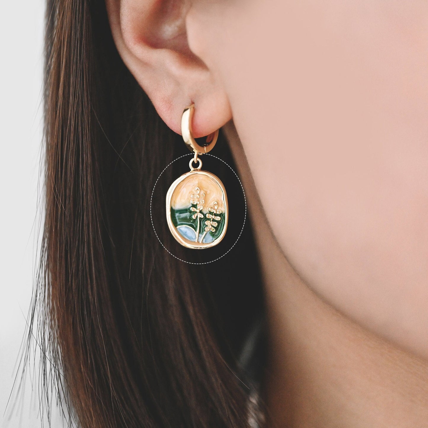 4pcs Gold/ Silver Tone Enamel Painting Charms, 18K Gold/ Rhodium plated Brass, Dainty Flower Pendants (GB-3950-E)