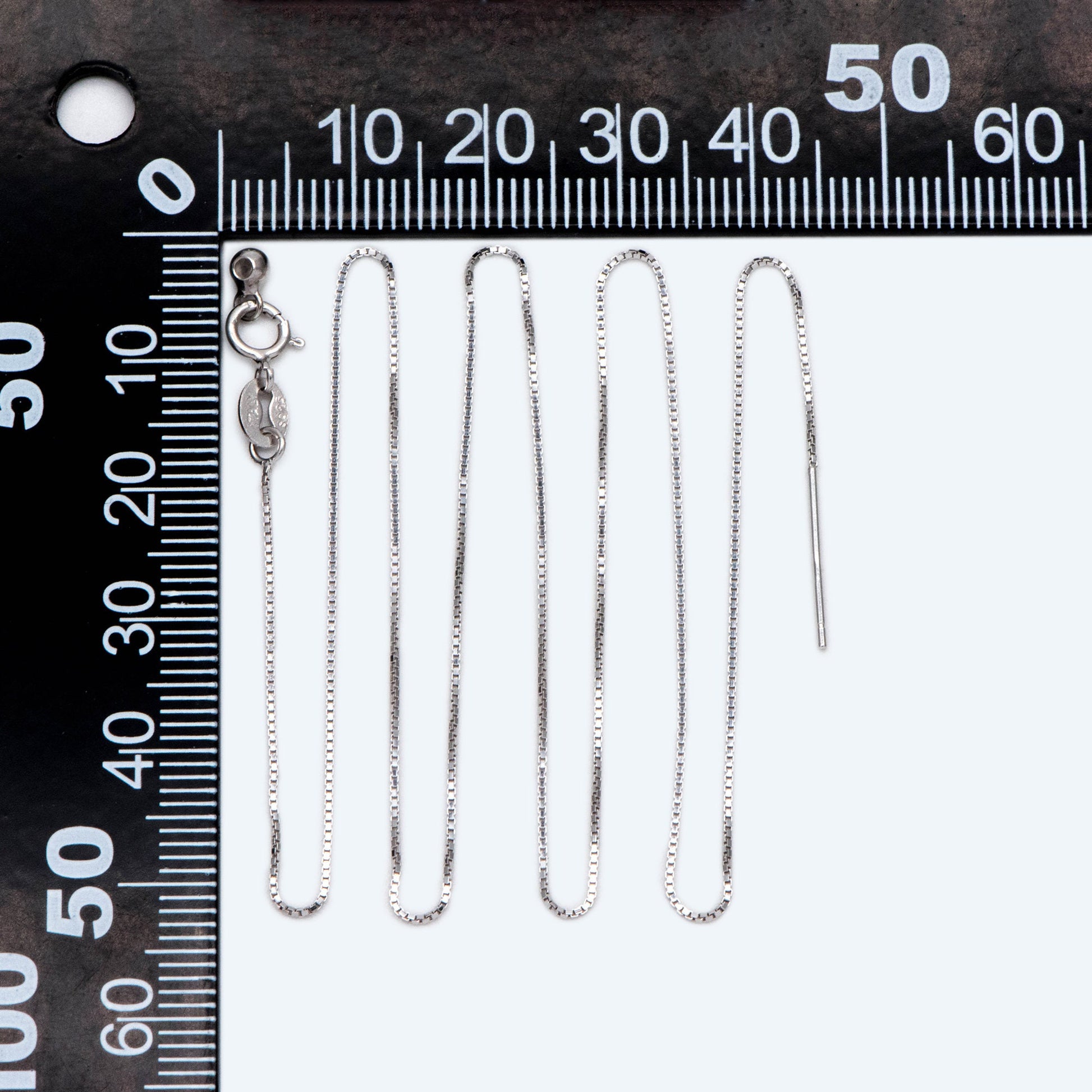 Gold plated Sterling Silver Finished Necklace, 0.7mm Dainty Box Chain with Adjustable Rubber Stopper, 17 Inch (CY-009)