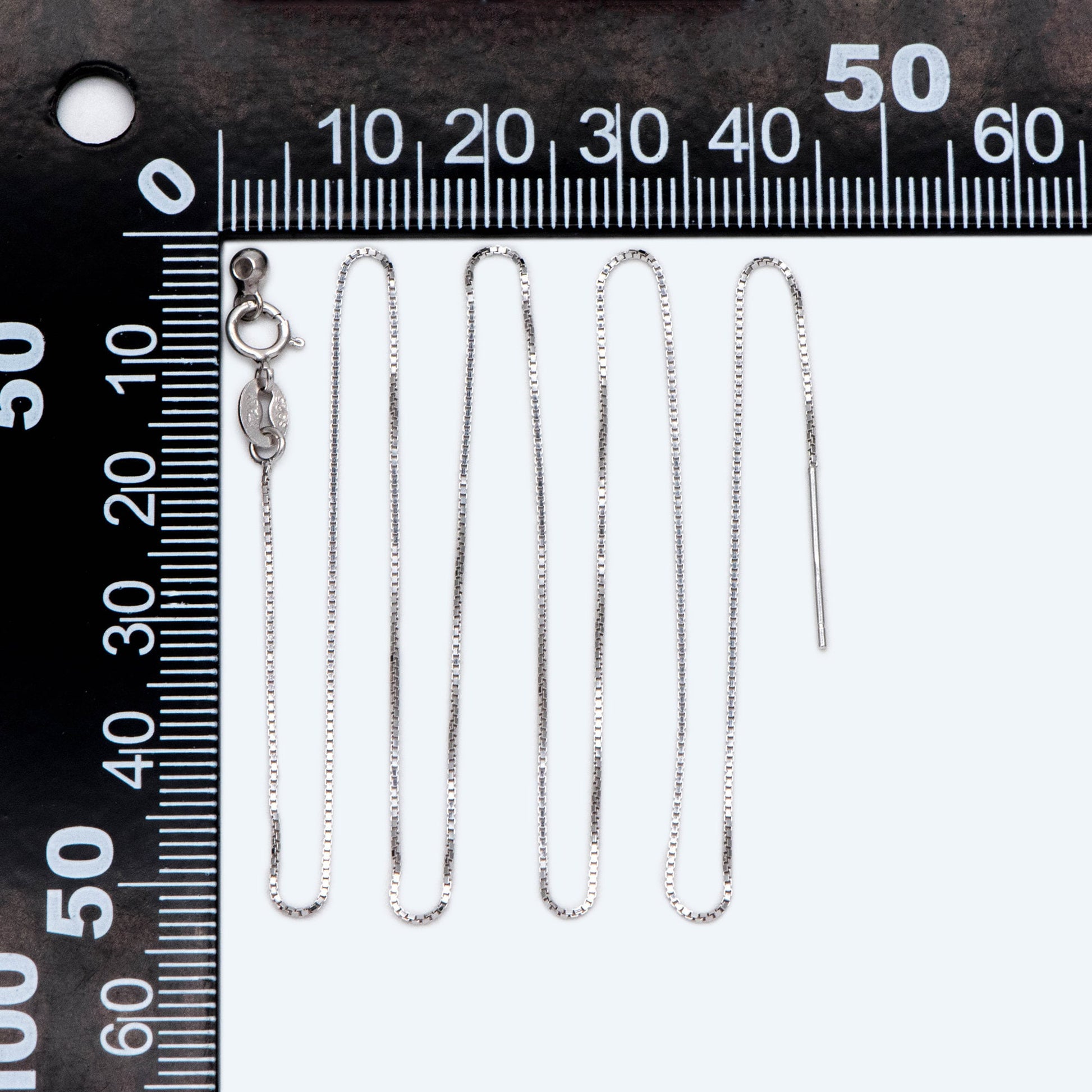 Gold plated Sterling Silver Finished Necklace, 0.7mm Dainty Box Chain with Adjustable Rubber Stopper, 17 Inch (CY-009)