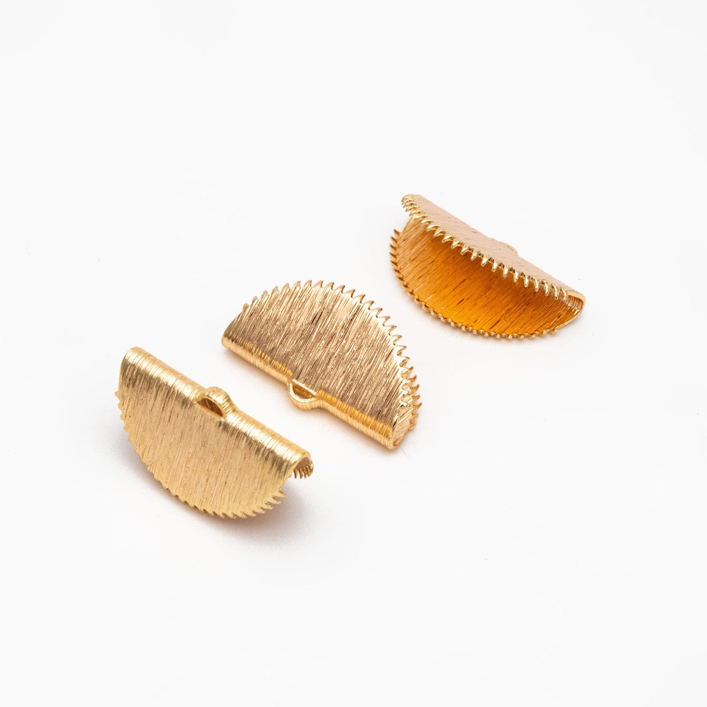 10pcs Brushed Gold Crimp Finding for making Fan Tassels 20x12mm, Gold plated Brass Crimp End Tips (GB-276)