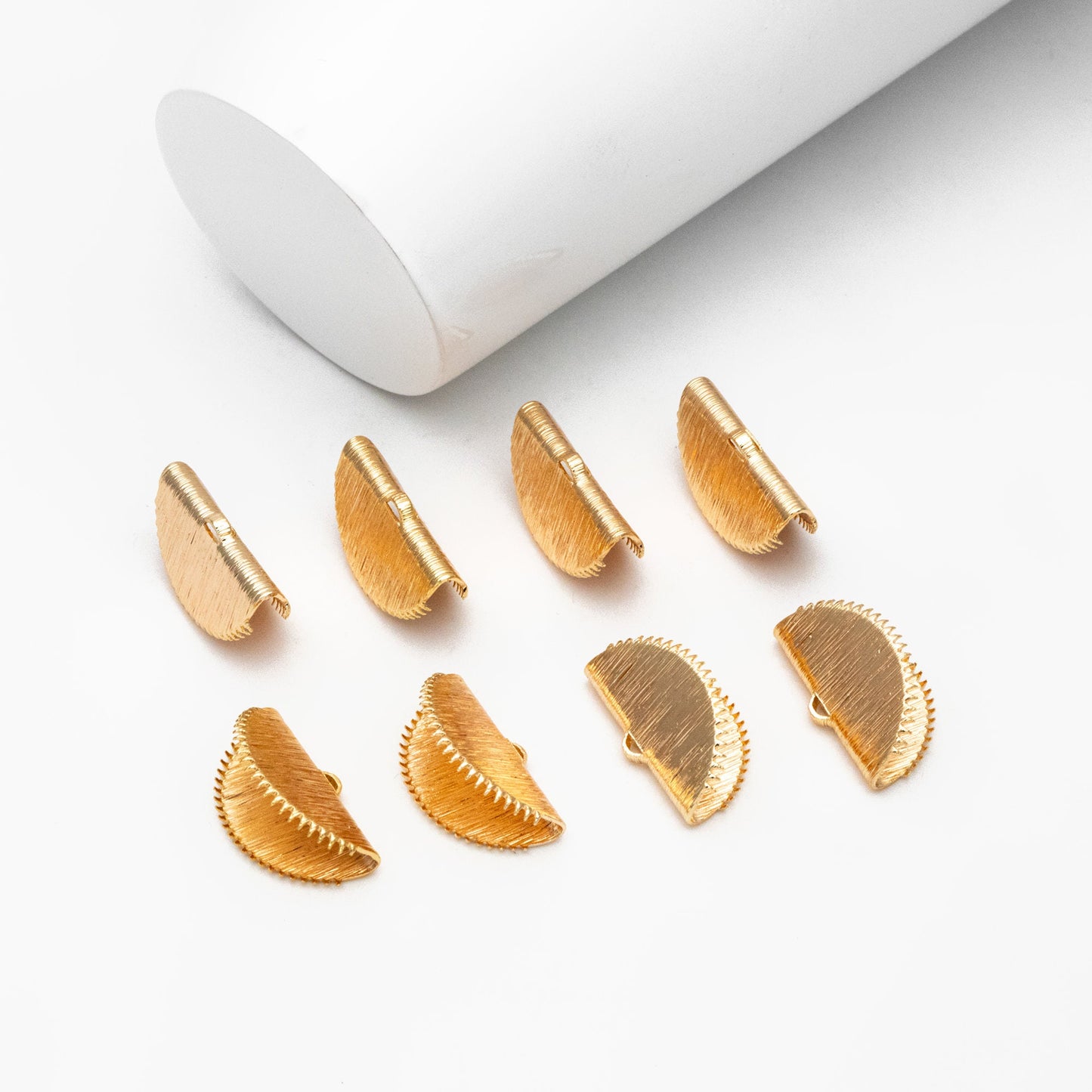 10pcs Brushed Gold Crimp Finding for making Fan Tassels 20x12mm, Gold plated Brass Crimp End Tips (GB-276)