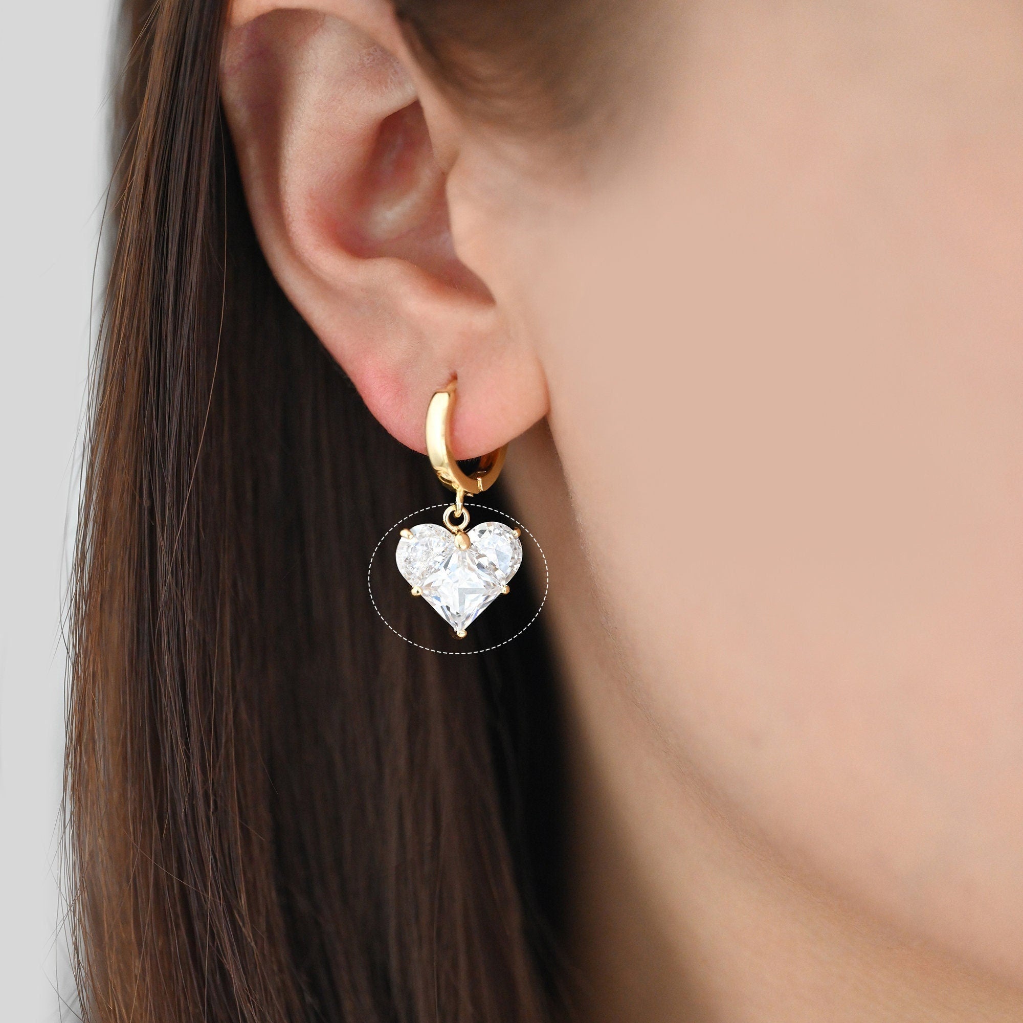 4pcs CZ pave Gold Heart Charms 20x14mm, Gold Plated Brass Heart Pendants (GB-2782-L)