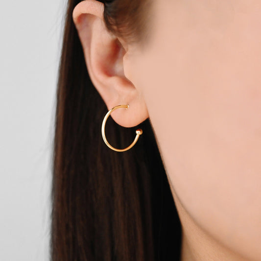 10pcs Gold Round Circle Ear Posts 20mm, Gold plated Brass, Minimalist Geometric Hoop Stud Earrings (GB-3949)
