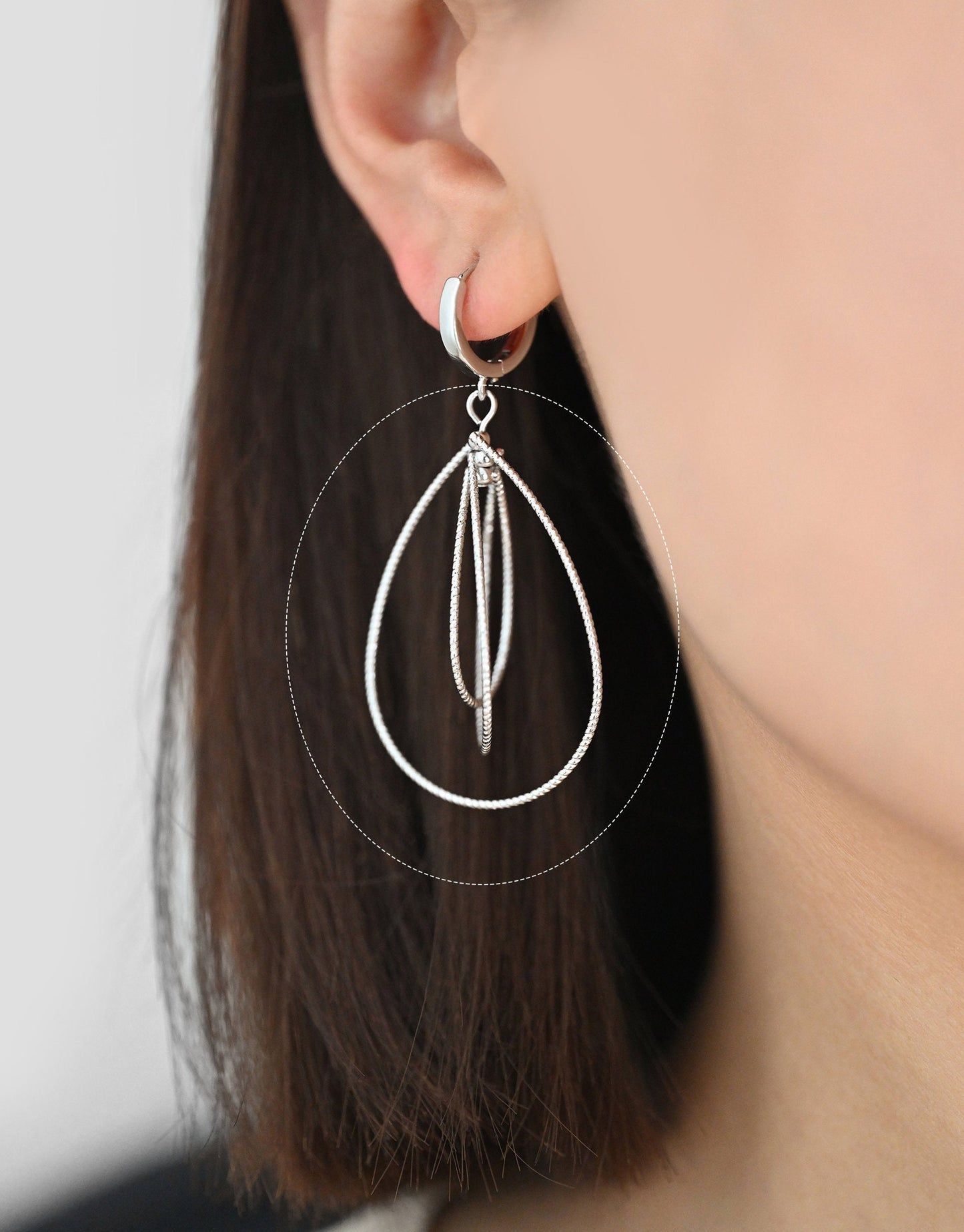 4pcs Gold/ Silver Teardrop Pendants, Geometric Link Charms 45x28mm, Wired Drop Hoops (GB-3992)