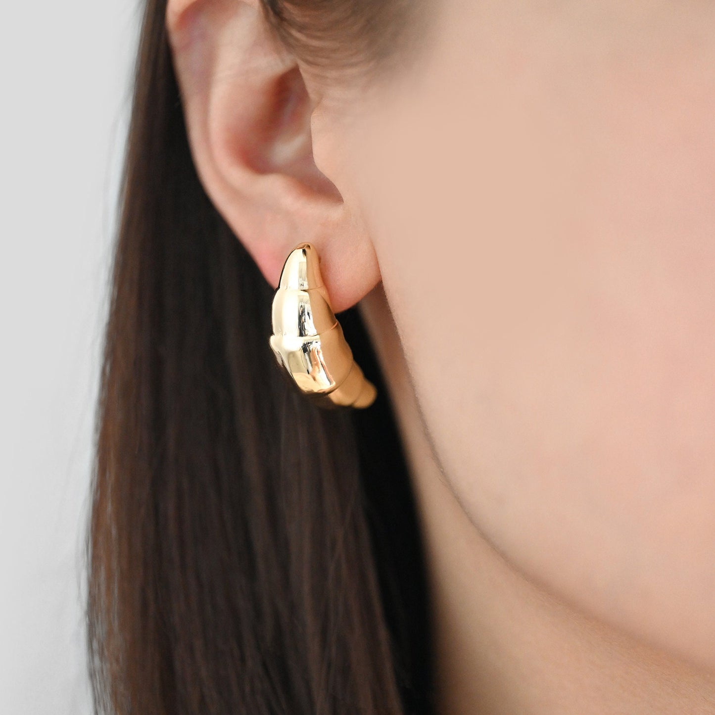 4pcs Gold Croissant Earrings, Real Gold Plated Brass Minimalist Stud Earrings (#GB-4344)