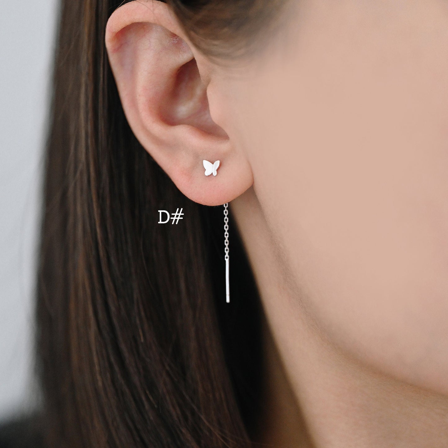 4pcs Heart/ Star/ Clover/ Butterfly/ Cross Sterling Silver Threader Earrings, .925 Silver Cable Chain Earwire Thread (CY-035)