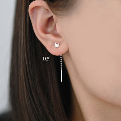 4pcs Heart/ Star/ Clover/ Butterfly/ Cross Sterling Silver Threader Earrings, .925 Silver Cable Chain Earwire Thread (CY-035)