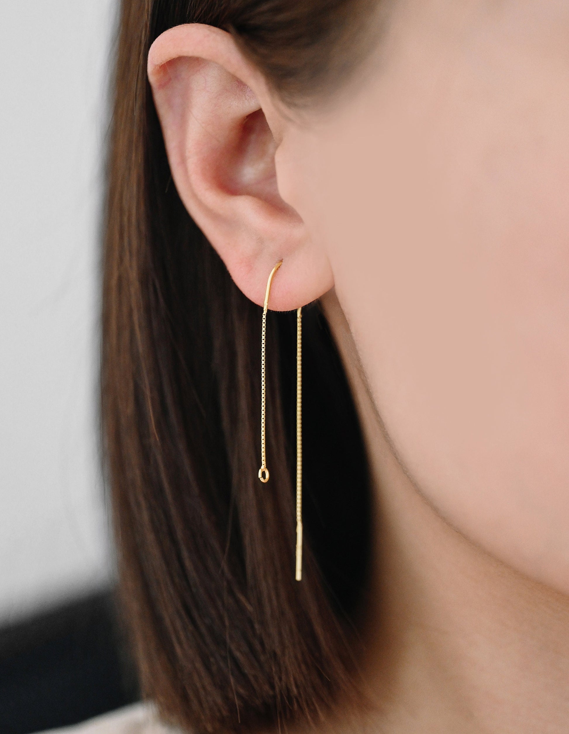 10pcs Sterling Silver Threader Earrings, .925 Silver Box Chain, Earwire Thread with Open Jump Ring (CY-033)