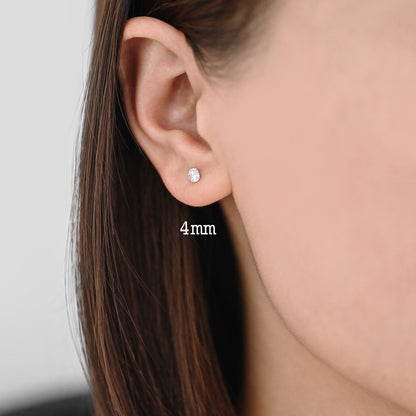 Sterling Silver Minimalist Stud Earring, Dainty CZ Diamond Earring, 3/ 4/ 5/ 6mm (CY-031)/ 1 pair