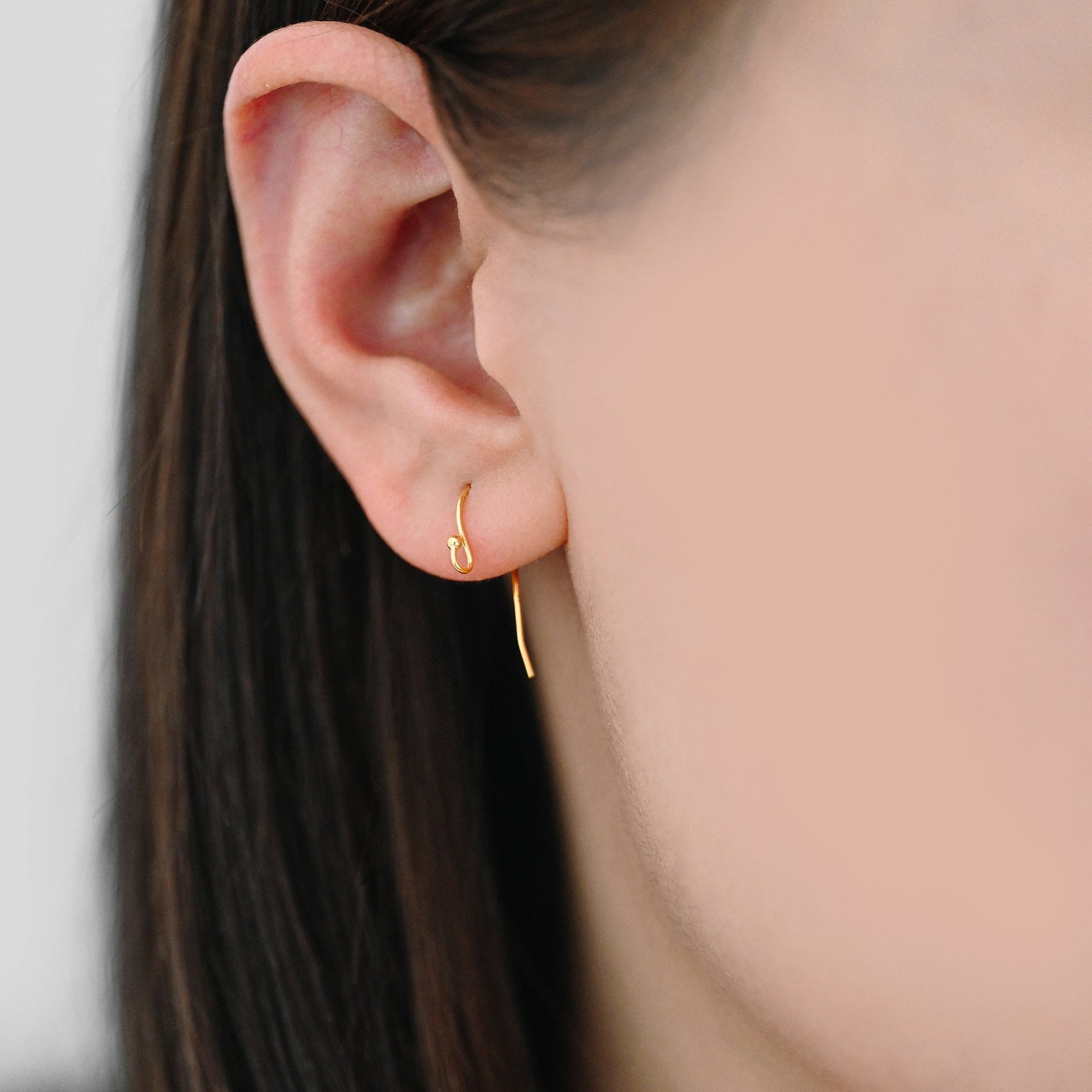 10pcs Sterling Silver Earring Hooks, Gold/ Rhodium/ Rose Gold plated .925 Silver, Earwires with Ball 20x10mm (CY-005)