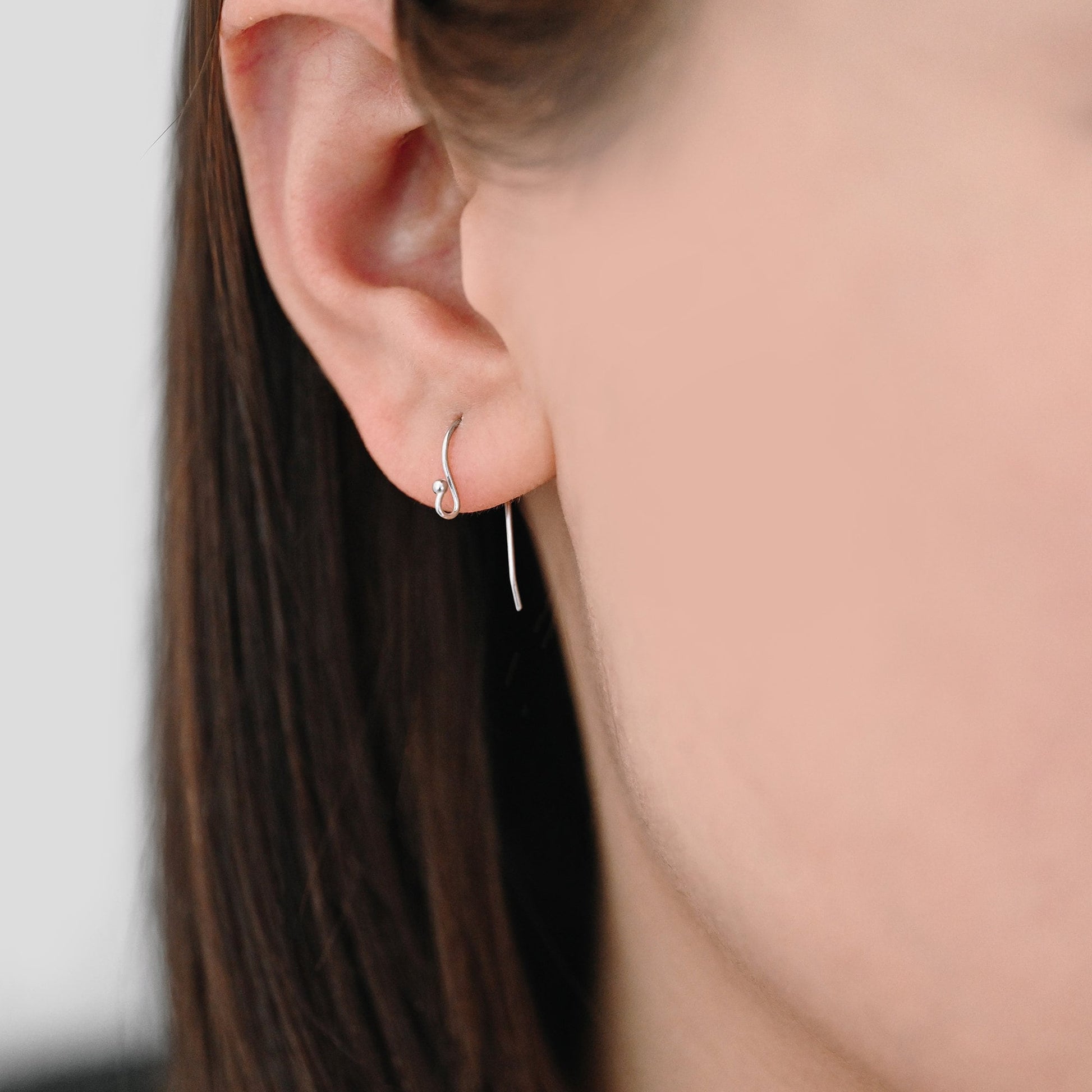 10pcs Sterling Silver Earring Hooks, Gold/ Rhodium/ Rose Gold plated .925 Silver, Earwires with Ball 20x10mm (CY-005)