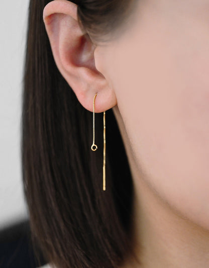 10pcs Sterling Silver Threader Earrings, Gold/ Rhodium, .925 Silver Box Chain, Earwire Thread with Open Jump Ring (CY-004)