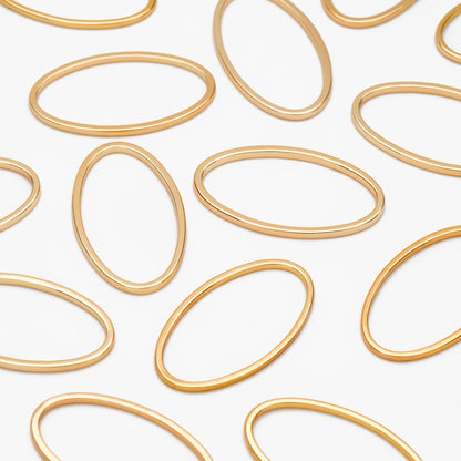 10pcs Gold Oval Link Charms, Real Gold plated Brass, Geometric Hoop Connector Pendants (GB-296)