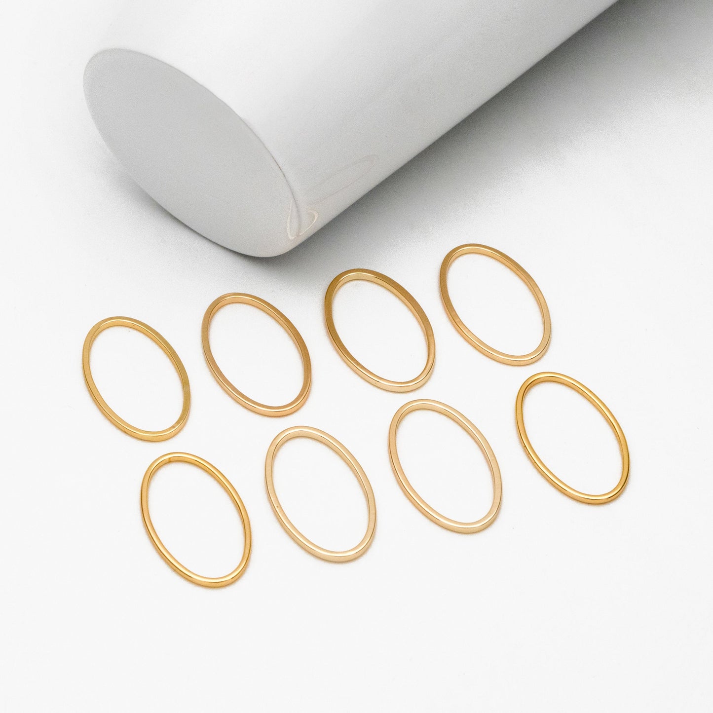 10pcs Gold Oval Link Charms, Real Gold plated Brass, Geometric Hoop Connector Pendants (GB-296)