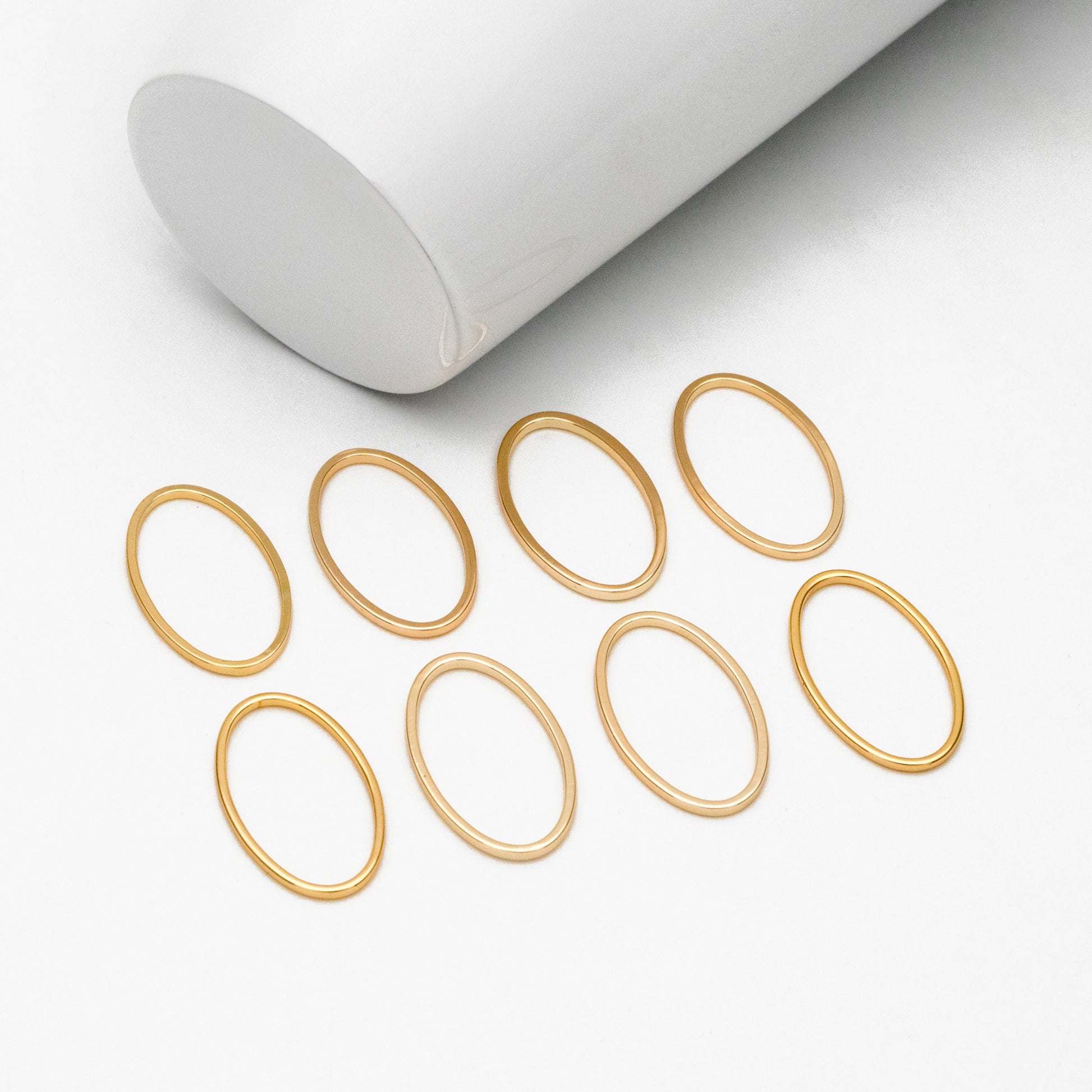 10pcs Gold Oval Link Charms, Real Gold plated Brass, Geometric Hoop Connector Pendants (GB-296)