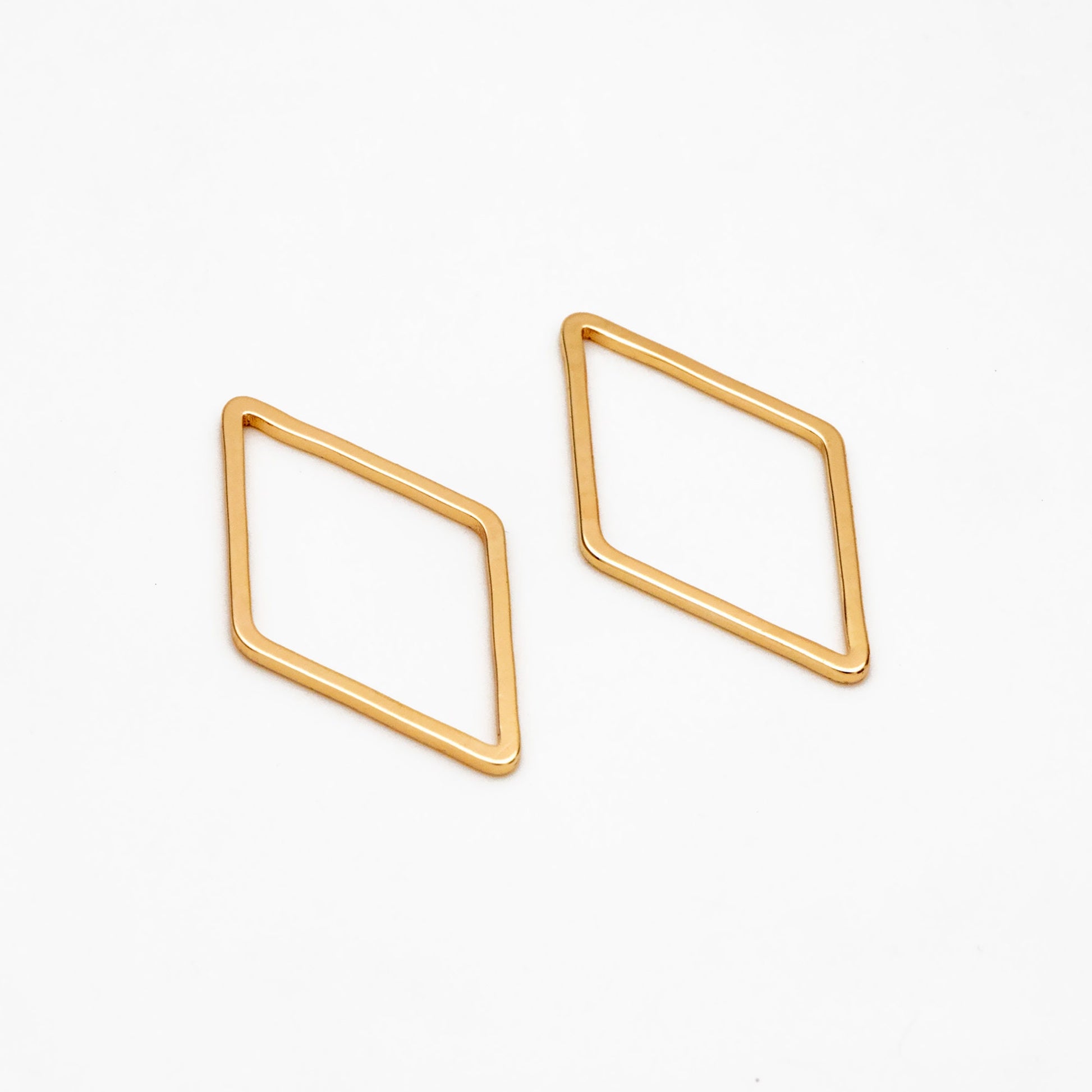 10pcs Gold/ Silver tone Rhombus Link Charms 23x14mm, Real Gold/ Rhodium plated Brass, Geometric Hoop Connector Pendants (GB-297)
