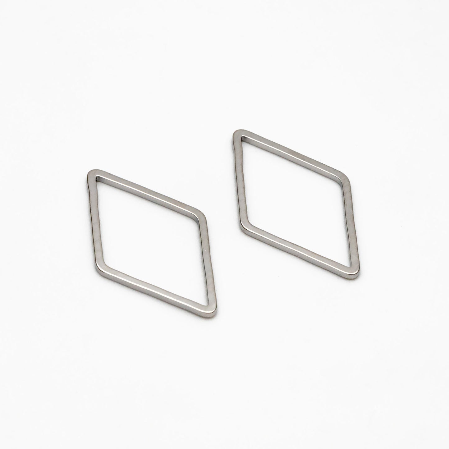 10pcs Gold/ Silver tone Rhombus Link Charms 23x14mm, Real Gold/ Rhodium plated Brass, Geometric Hoop Connector Pendants (GB-297)