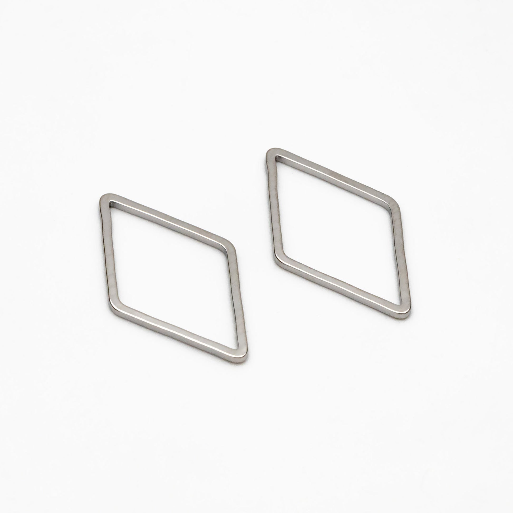 10pcs Gold/ Silver tone Rhombus Link Charms 23x14mm, Real Gold/ Rhodium plated Brass, Geometric Hoop Connector Pendants (GB-297)