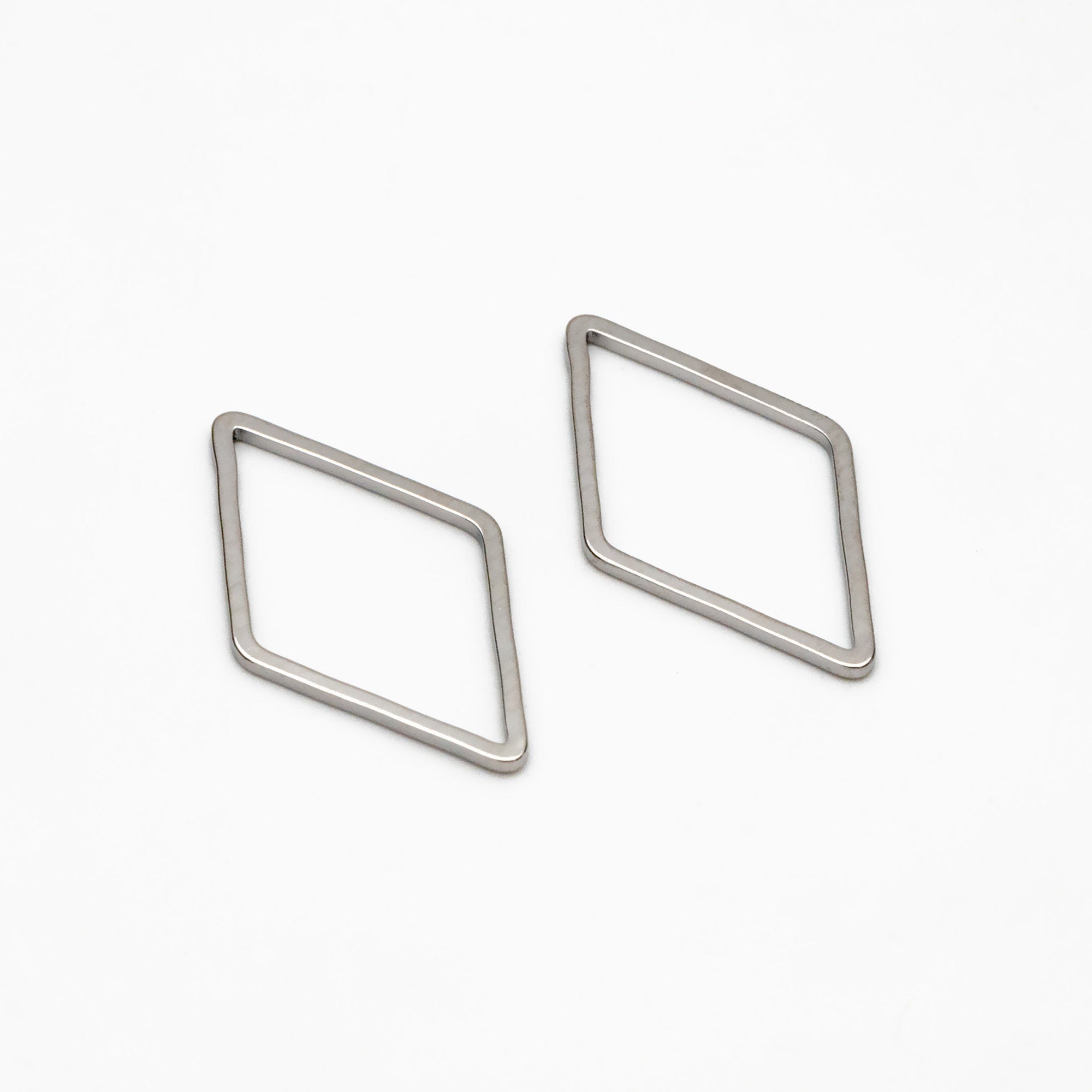 10pcs Gold/ Silver tone Rhombus Link Charms 23x14mm, Real Gold/ Rhodium plated Brass, Geometric Hoop Connector Pendants (GB-297)