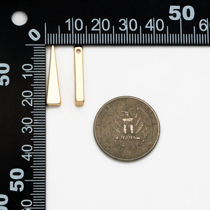 10pcs Gold Long Triangle Bar Charms 22mm, Gold plated Brass Stick Pendants (GB-299)