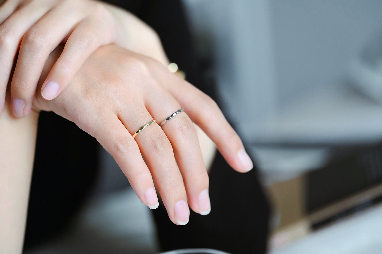 4pcs Gold/ Silver Wave Ring, Finger Ring, Everyday Ring, Modern Style Ring, Fashion Rings, Dainty Rings (#GB-4166)