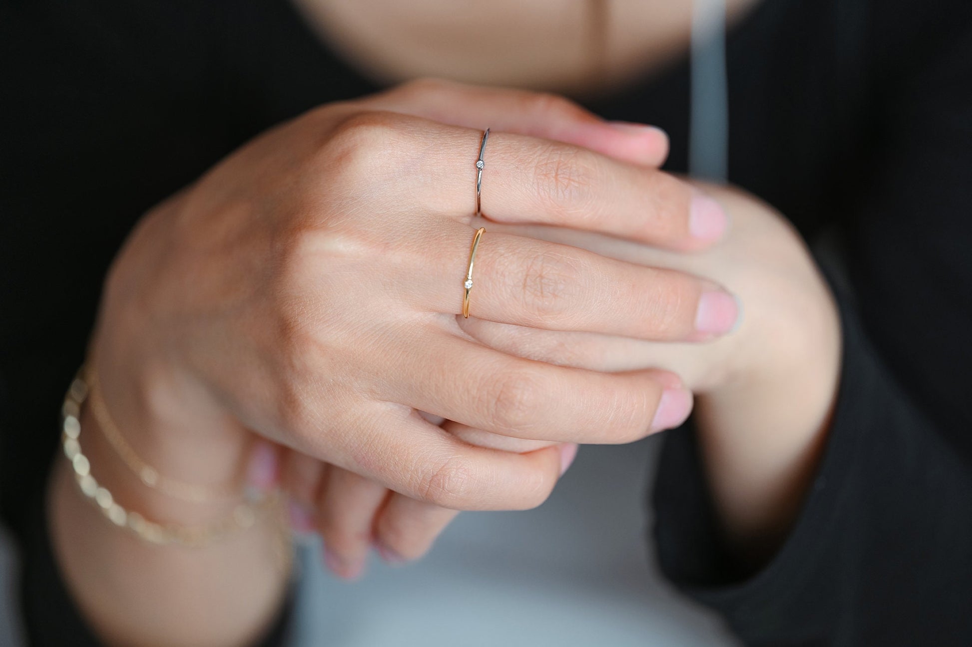 4pcs CZ Pave Gold/ Silver Minimalist Ring, Dainty Ring, Thin Ring, Weeding Ring (#GB-4170)