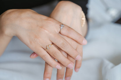 4pcs CZ Pave Gold/ Silver Moon Ring, Celestial Ring, Dainty Rings, Adjustable Ring, Thin Ring (#JZ-017-A)