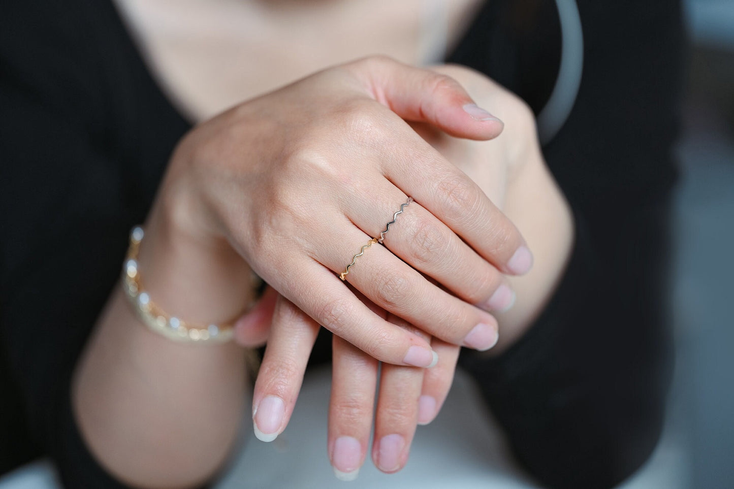 4pcs Gold/ Silver Wave Ring, Finger Ring, Everyday Ring, Modern Style Ring, Fashion Rings, Dainty Rings (#GB-4180)