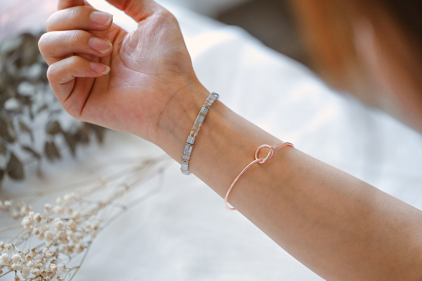 4pcs Adjustable Bangle Bracelets, Gold/ Silver/ Rose Gold, Brass Expandable Charm Bangle Wire, Color Not Easily Tarnish (#GB-397)