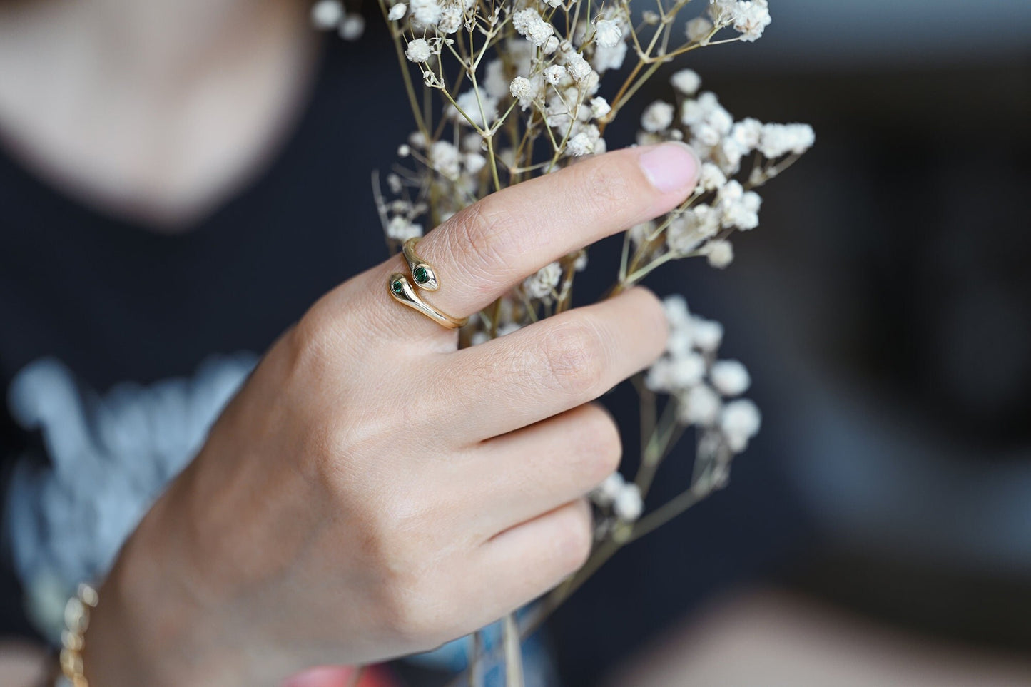 4pcs CZ Pave Gold Snake Adjustable Ring, Ring Findings (#GB-2467)