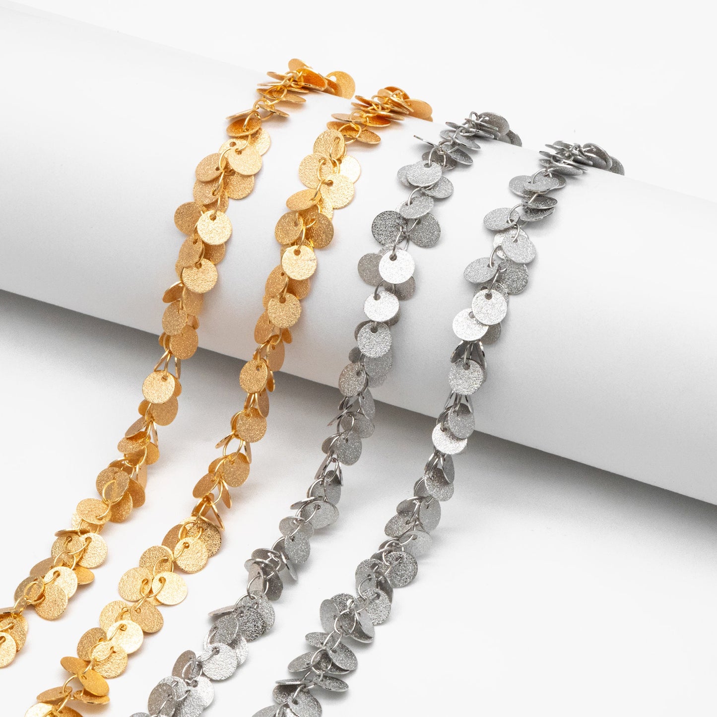 Gold/ Silver tone Round Disc Chains 6mm, Disk Coin Geometric Chain (#LK-212)/ 1 Meter=3.3 feet