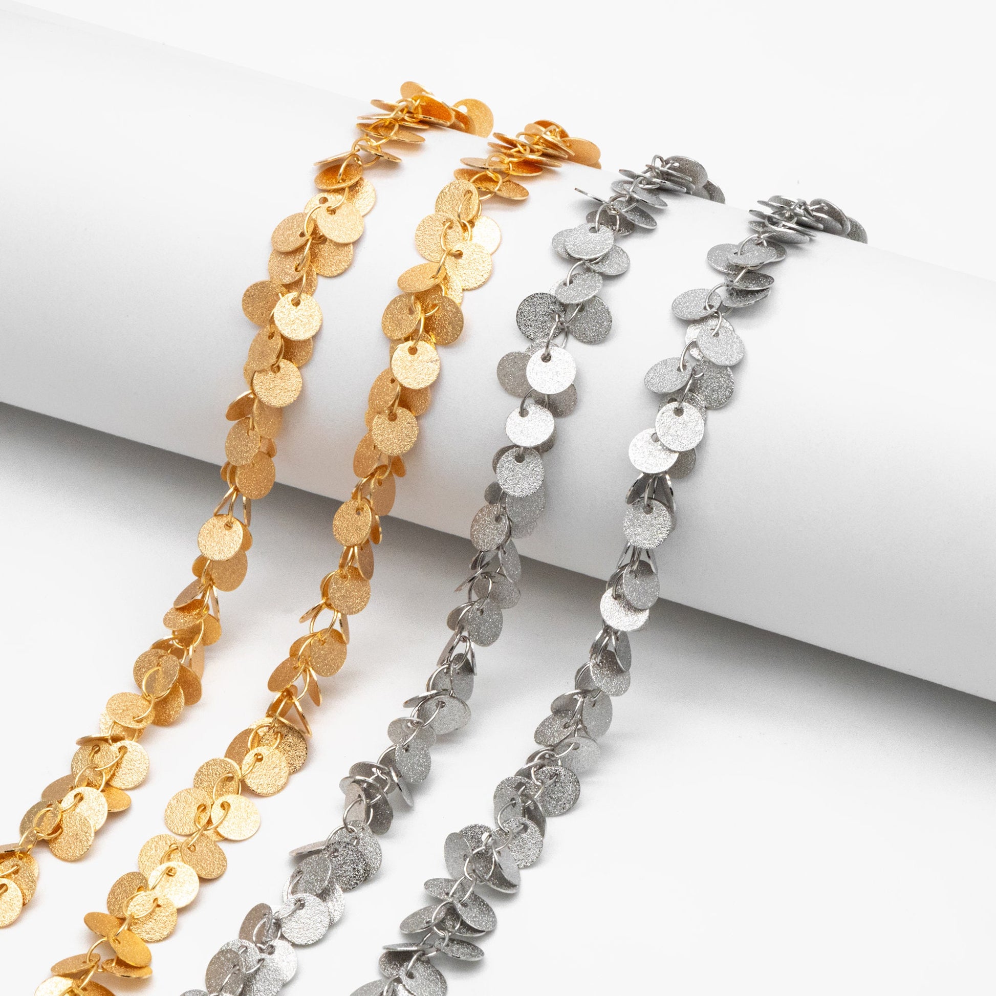 Gold/ Silver tone Round Disc Chains 6mm, Disk Coin Geometric Chain (#LK-212)/ 1 Meter=3.3 feet